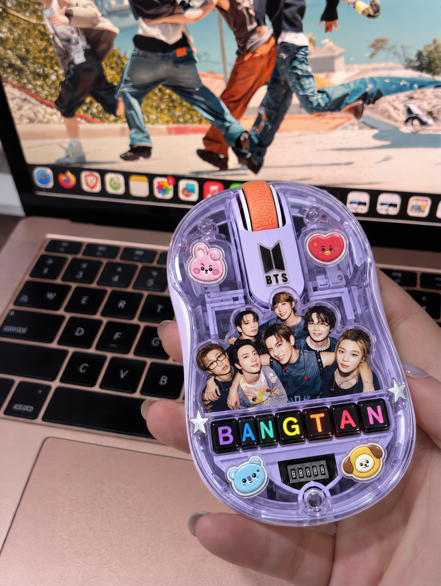BTS Charm Mouse — Wireless RGB Mouse, Customizable, with Names